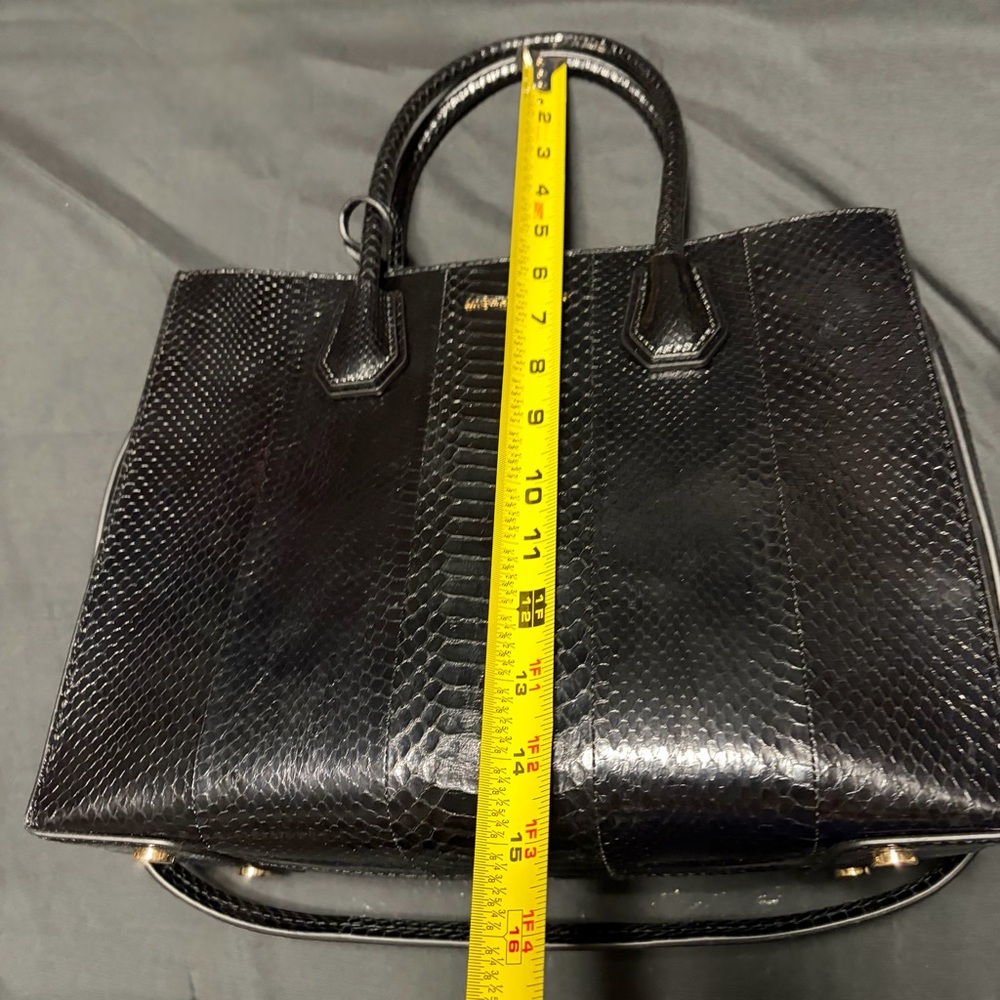 NWT Michael‎ Kors Mercer Black Snakeskin Large Convertible Tote Suede Lining - Picture 11 of 15